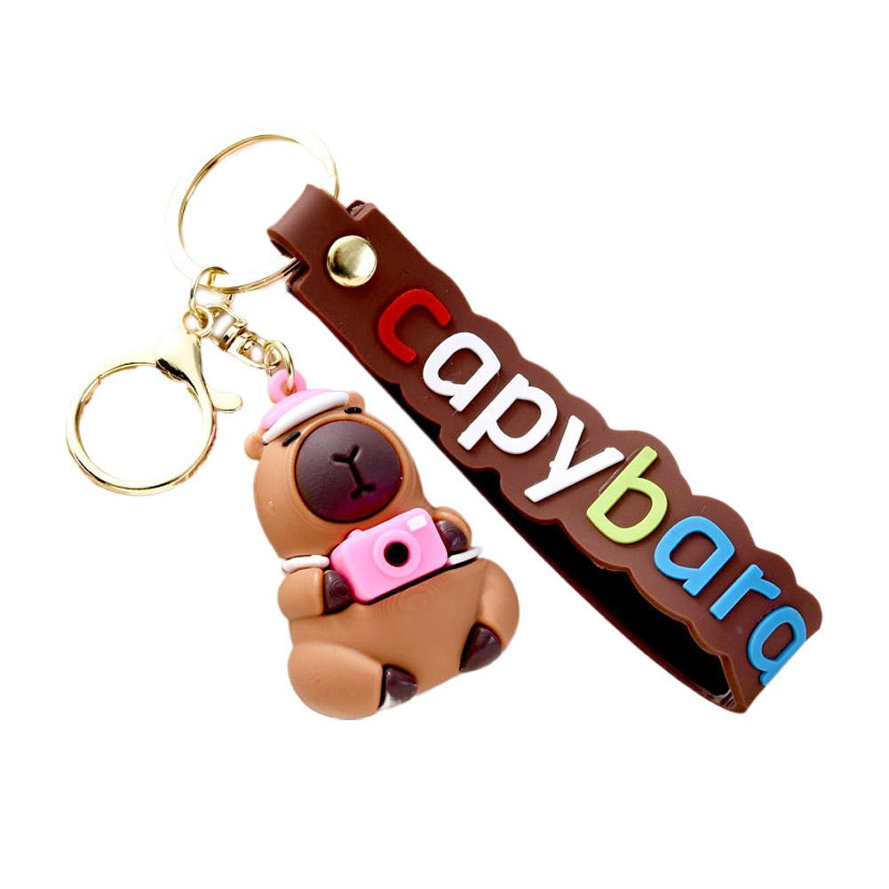 Capybara PVC Pendant Simulation Capybara PVC Keychain Cute With Turtle Anime Keyrings Bag Pendant