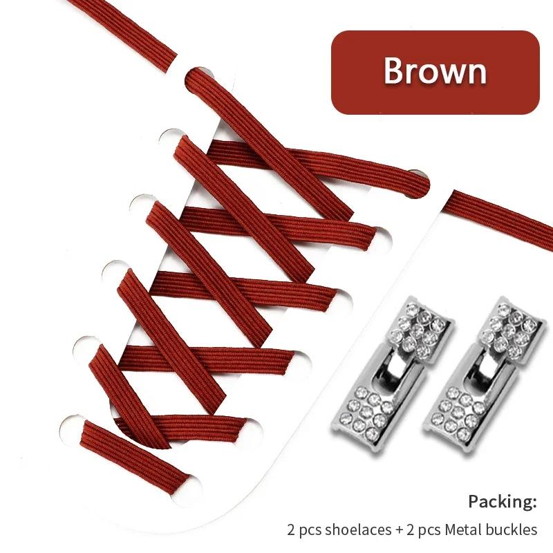 Fashion Elastic No Tie Shoelaces Rhinestone Cross Lock Tieless Shoelace Flat Shoe Laces Suitable for Sneakers and Athletic Shoes