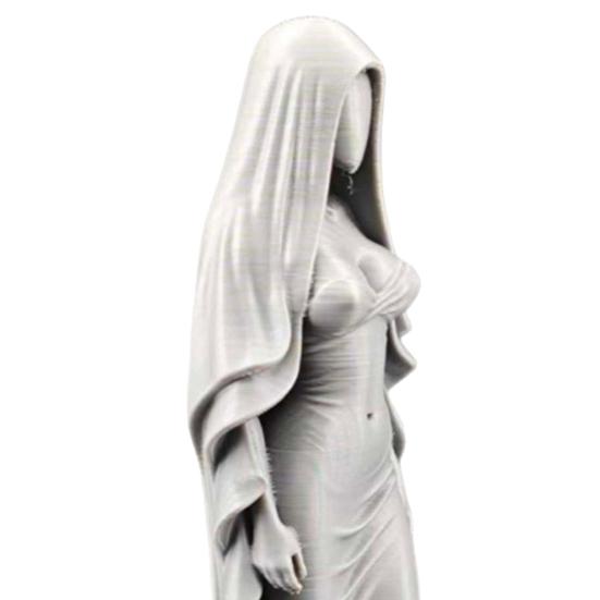 3D Printed Veiled Goddess Statue Artistic Wearing Veil Women Figurine Sculpture Decoration for Home Office Living Room Desktop