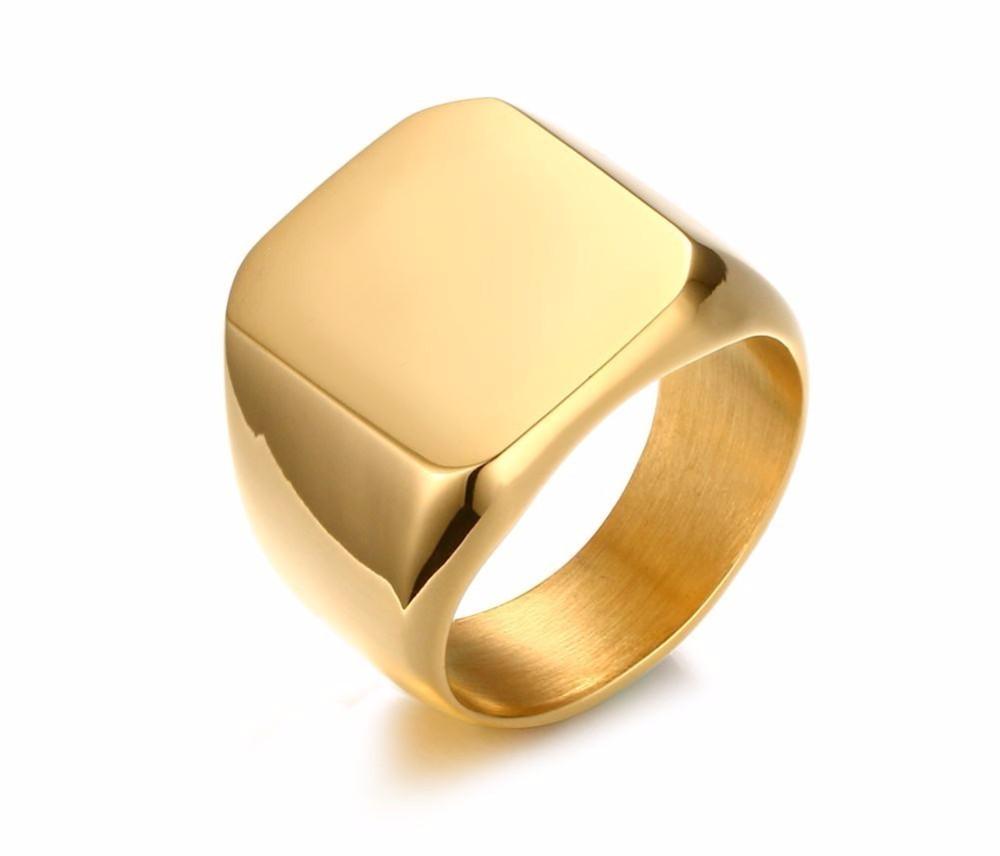 Bague chevalière Pinky pour hommes, bracelet orné en acier inoxydable, bijoux masculins