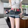 Women's High-Waist American Retro Embroidered Blue Denim A-Line Skirt - Slim Fit Summer Style