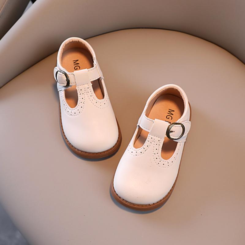 Scarpe in Pelle per Bambini Piccoli Opache Carine Classiche Scarpe Piatte per Bambini con Cinturino a T 21-30 Colore Unico Traforate Unisex Mary Janes per Bambino