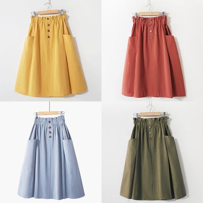 Damska spódnica midi z wysokim stanem i kieszeniami w kształcie litery A