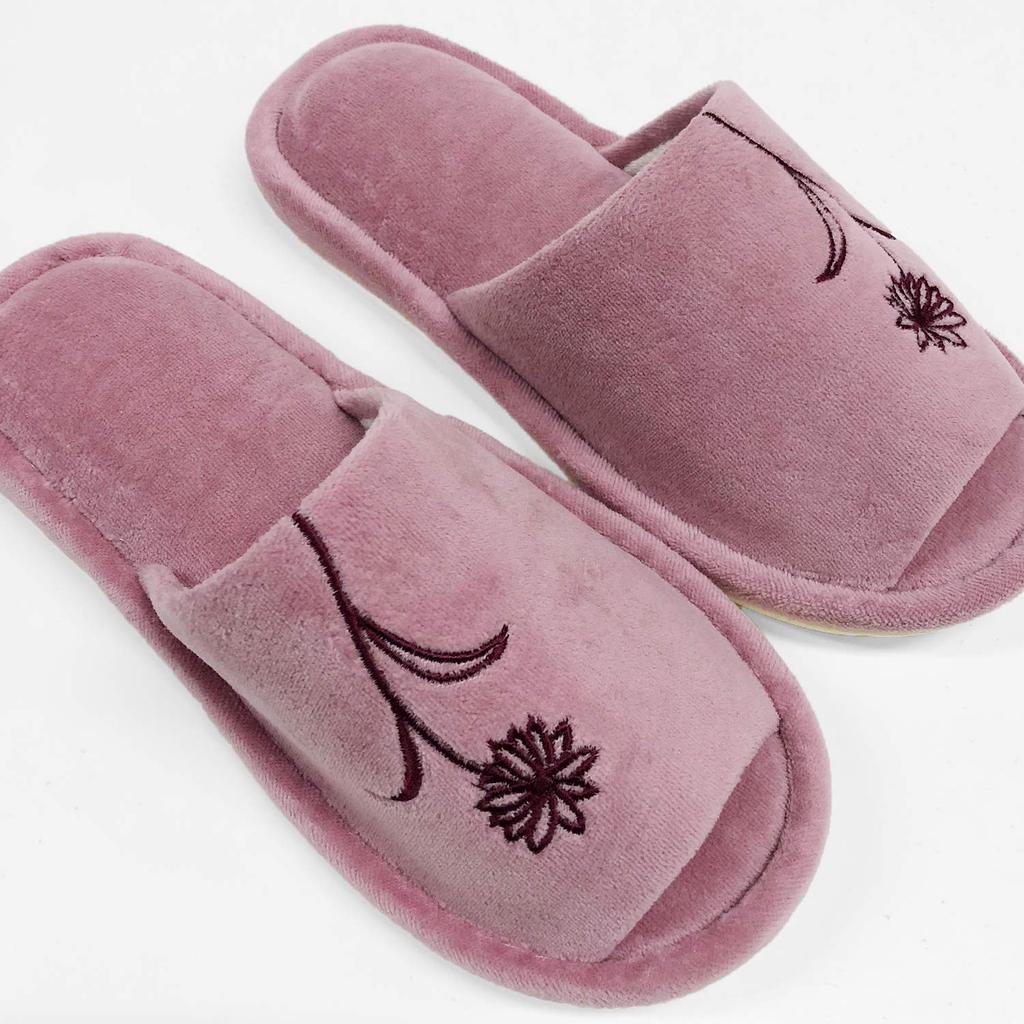 Senko Sway Slippers, One Size Fits All, Pink, Floral Embroidery, Washable, Toilet Slippers, 61663