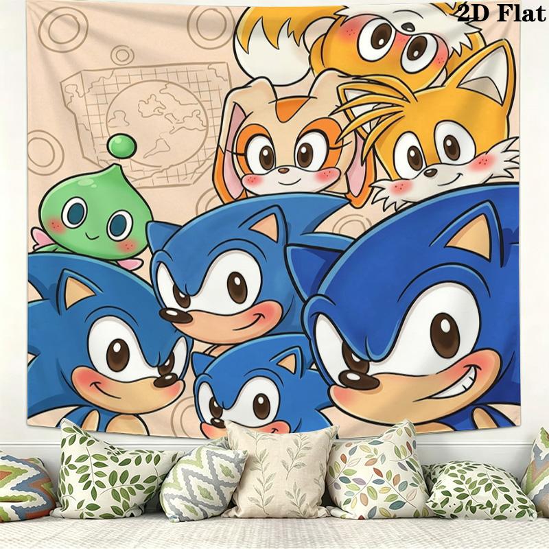 Sonic Hedgehog Wall Tapestry Aesthetic Wall Hanging Printed Fabric Blanket Decorative Tapestries For Bedroom Living Room Home Decor
