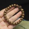 Dark Agarwood Bead Bracelet 8mm, Vintage Carved Bead Wooden Wristband, Ethnic Style Jewelry Gift