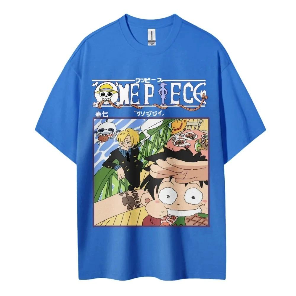 One Piece Animation Derivatives Luffy Sanji Printing Men's and Women's Summer Fashion Breathable Street Short-sleeved T-Shirt