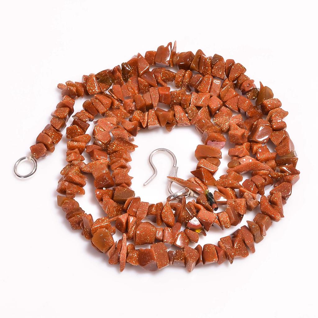 Natural Golden Sandstone Gemstone Uncut Smooth Beads Necklace 5-8mm 18.5" UB8402 UB-8402