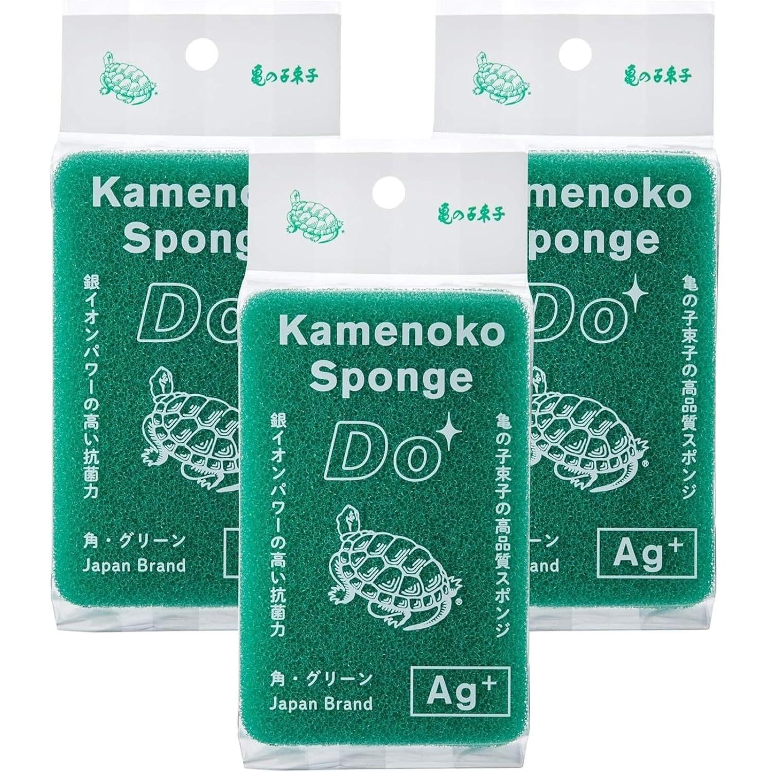 Kame no Ko Tabako Nishio Shoten Sponge Do Square Green 3-piece Set