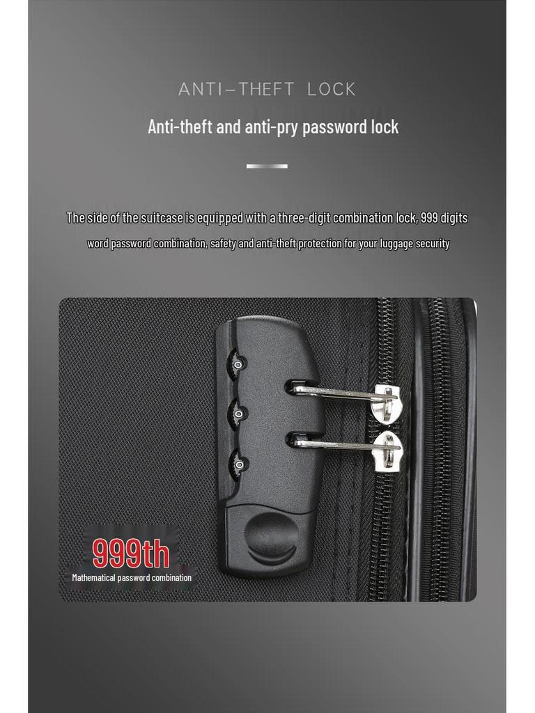 Trendiger großer Trolley-Koffer aus Oxford-Gewebe mit Zahlenschloss - Unisex Canvas und Leder, Koreanischer Stil