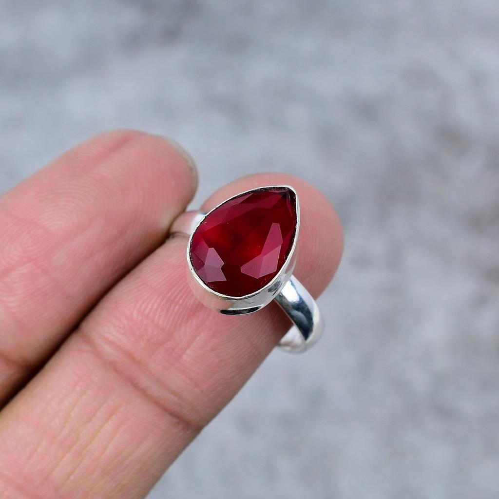 Mozambique Garnet Gemstone Handmade 925 Sterling Silver Jewelry Ring Size 8 M-282