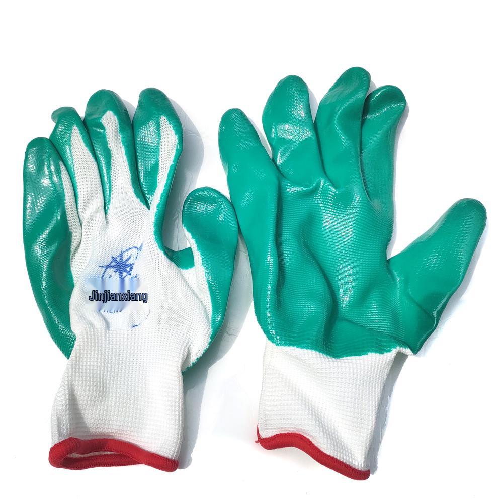 

Jinhengxiang Blue-Green Nitrile Cut-Resistant Protective Gloves, PVC Nylon Single-Sided Coated, 12 Pairs.