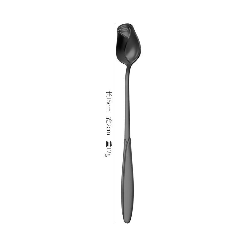 Stainless Steel Rose Flower Long Handle Coffee & Teaspoon
