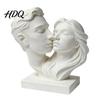 Modern Romantic Statue 3D Printed Couple Hugging Kissing Statue Minimalist Art Sculpture Matte White Bust Figurine for Desk Shelf Home Decor