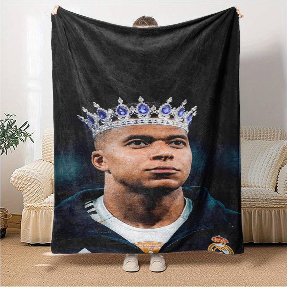 Star Player Kylian Mbappé Blanket Durable Comfort Perfect for Chair Picnics Office for All Occasions Playful Design