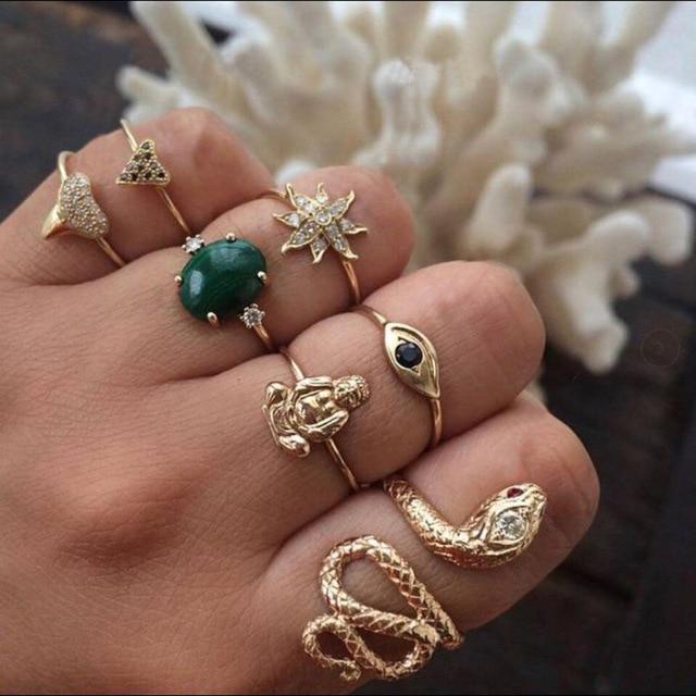 Snake Rings for Women Fashion Jewelry Ring Sets Vintage Bague Femme Rings for Girls Adjustable Finger Ring Anillo