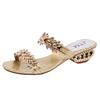 Fashion 2025 New Summer Open Toe Women's Rhinestone Flip Flop Sandals Mid Heel Non-Slip Plus Size Fashion Casual Comfort Shoes for Women