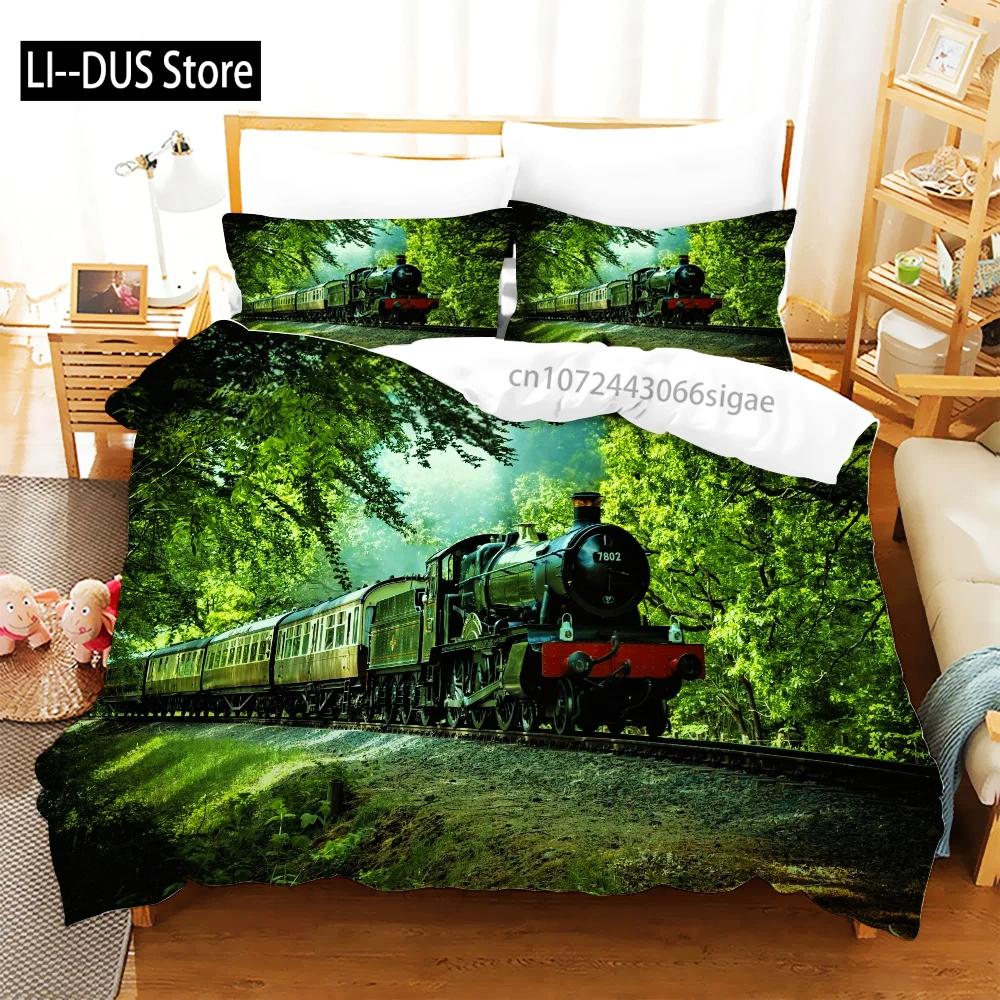 Train Bedding Sets Kids Duvet Cover Bed Set Soft Quilt Cover With Pillowcase Single Queen King Size Car Comforter Bedding Set
