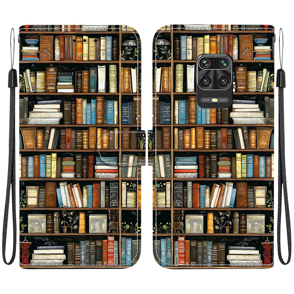 Handmade PU Leather Flip Case for Xiaomi Redmi Note 10 Lite Anti-Slip Shockproof Cover with Wrist Strap & Heart/Rose Cat Designs