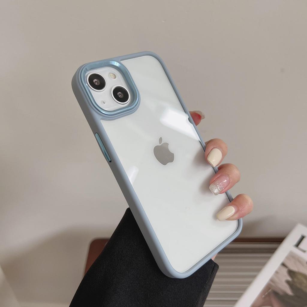 Applicable Apple iPhone 17ProMax Solid Color Case for iPhone 16, 15, 14 - Metal, Transparent, Recessed, Anti-Fall, Women's.