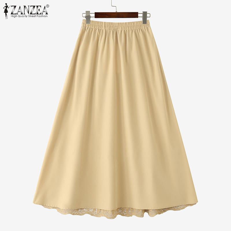 ZANZEA Women Casual Elegant Lace Patchwork A-Line Skirts