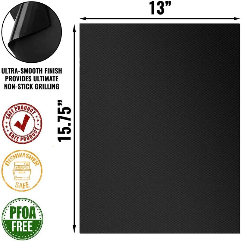 5Pcs 33X40cmX0.2mm BBQ Barbecue Mat Oven Mat High Temperature Resistant Non-stick Barbecue Mat Baking Paper BBQ Accessories