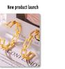 18k Gold-Plated Geometric Hollow Chain Open Bracelet