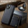 For iPhone 14 Case AUTSPACE A12 Leather Phone Case with Detachable Card Bag