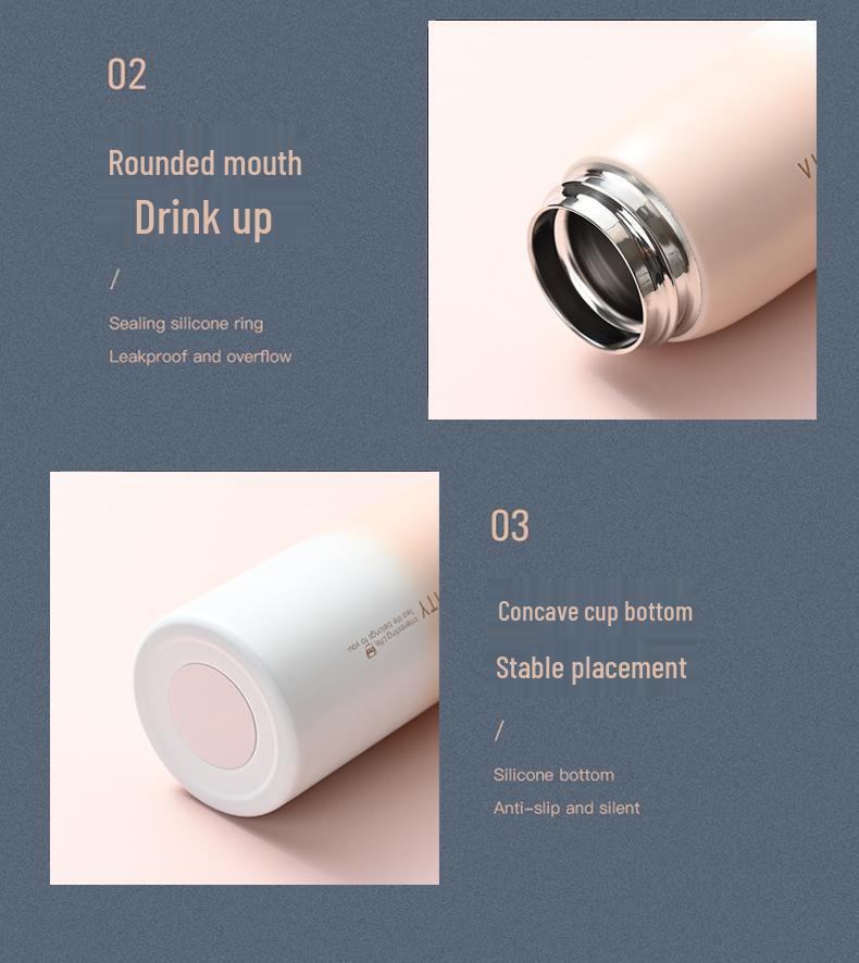 Gradient Insulated Stainless Steel Flip-Top Mug - Portable & Stylish Student Gift Cup.