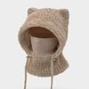 Warm Knitted Winter Hat With Ear Flaps Neck Cover Windproof Fleece-Lined Beanie Cold Weather Cycling