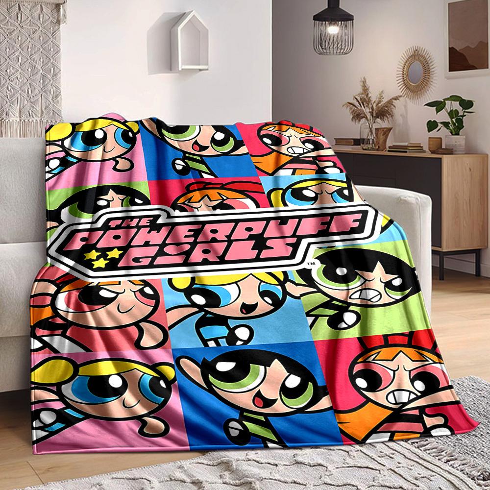 1pc Powerpuff Girls Flannel Blanket, Soft Skin Friendly with Digital Printing, Various Sizes Available for Family, Friends, Birthday