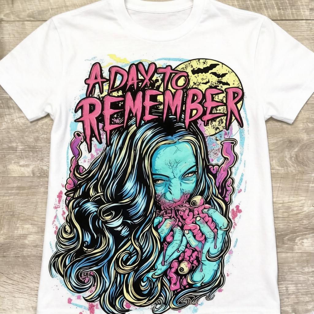 

Редкая винтажная футболка A Day To Remember с принтом зомби, эпохи Myspace, эмо, с коротким рукавом, круглым вырезом, для взрослых, одежда y2k, унисекс 2XL