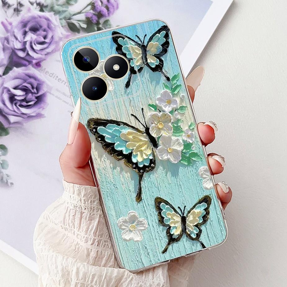 Für Realme Note 50 Hülle RMX3834 Niedliche Katze Bemalte Abdeckung Klare Silikon Weiche TPU Handyhülle Für Realme Note 50 Note50 Fundas Coque