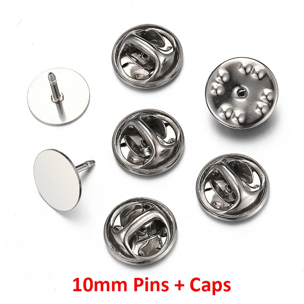 10pcs Stainless Steel Brooch Pin Base 10-14mm Cabochon Base Cufflink Settings Butterfly Tie Tack Pins Backs Jewelry Making DIY