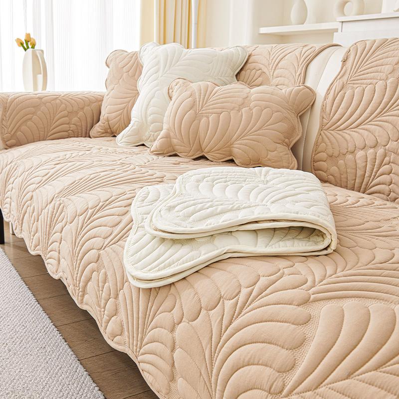 Cream Washed Cotton Sofa Cushion Universal Non-slip Sofa Cover for All Seasons, Seat Cushion Anti-cat Scratch Cover Cloth Towel