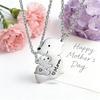 2 Pcs/Set Cartoon Mother And Child Bear Matching Necklace Stainless Steel Family Jewelry Gifts