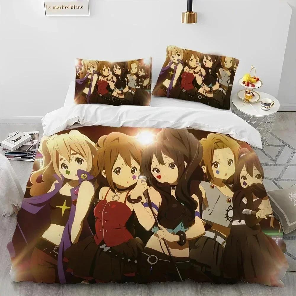 TOP 3D Print  K-ON Cute Kawaii Girl Bedding Set Duvet Cover Quilt Cover Pillowcase Comforter king Queen Size Boys Adult