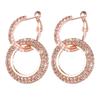 Rhinestone Ear Clips Round Diamond Earrings Elegant Hoop Earrings  Woman Girls