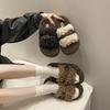 Retro Thick-soled Fluffy Slippers for Women To Wear 2025 Autumn and Winter New Korean Version Comfortable Slippers One-word Cotton Towing Women's Shoe