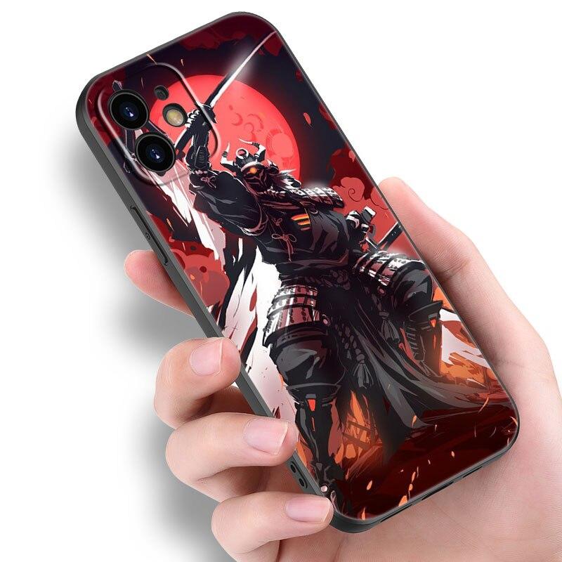Japanese Samurai Phone Case For Apple iPhone 14 13 12 Mini 11 Pro Max 7 8 XR X XS 7 8 Plus SE 2020 2022 Black Soft Cover