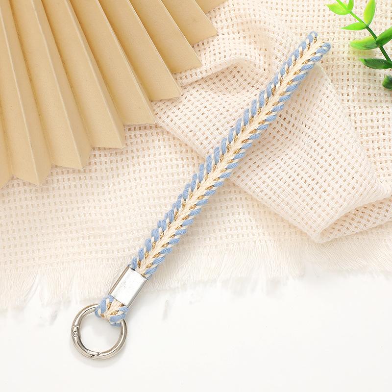 

Color blocking woven strap pendant phone case with short hanging rope