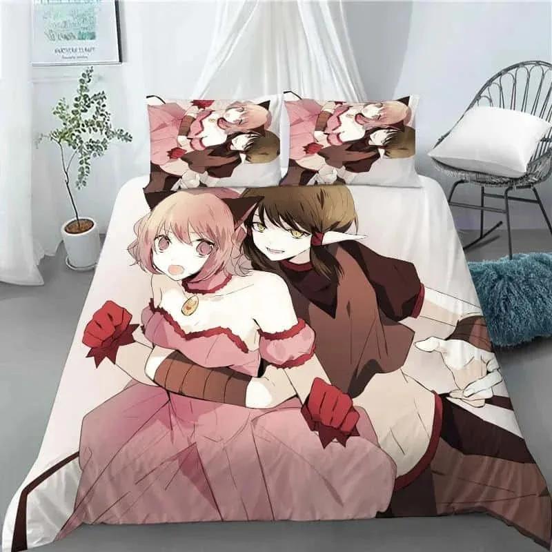New 3D Anime Kawaii Girls Tokyo.Mew.Mew Bedding Set Printed With Pillowcase Bed Duvet Cover Soft Queen King Size Bedclothes Home