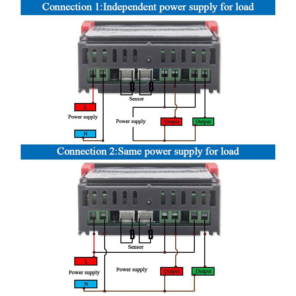 STC-3008 To relé digital termostat temperaturkontroller for inkubator termometer kontrollbryter 12V 220V AC relé