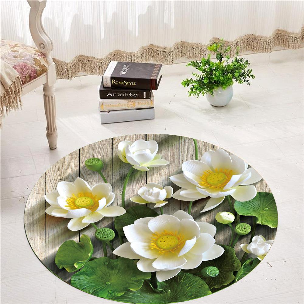 

Heart Lake 3D Carpet Round Living Room Area Rug Gold Fishes Dolphin Chair Mat Play Gamer Bedroom Carpet Anti-Slip Kitchen Mats Diameter 50cm