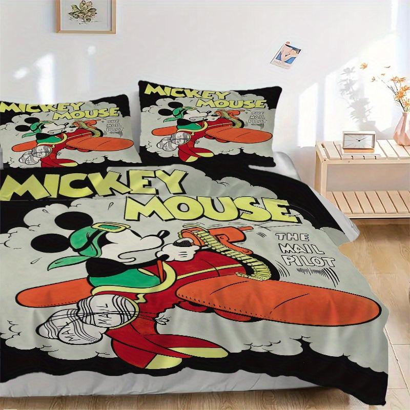 3pcs set Mickey Mouse, Mail Pilot, Cartoon Bedding Set with Duvet Cover+Pillowcases, All-Season Polyester, Zipper Closure46