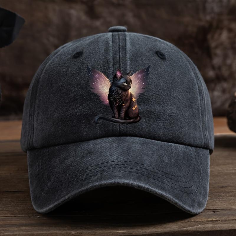 

Ретро бейсболка с принтом крыла черного кота для мужчин и женщин, подходит для повседневного отдыха, защиты от солнца на открытом воздухе