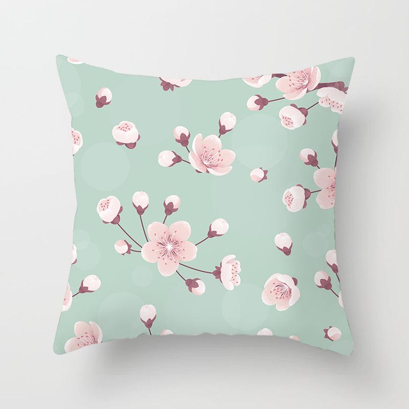 Peach Leather Velvet Fresh Pink Flower Pillowcase Home Sofa Pillow Cushion Cover Core-free