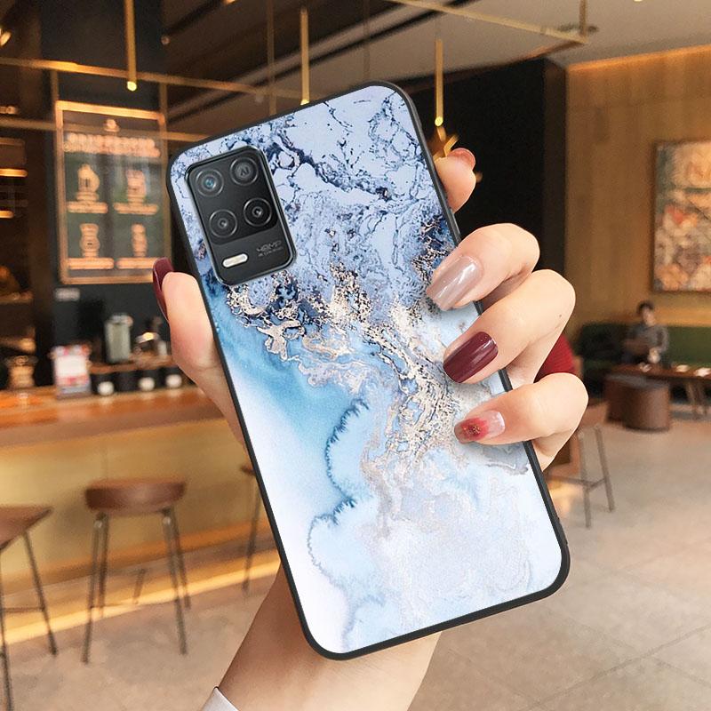 Blaue Marmor-Telefonhülle für OPPO Realme 8 7 6 5 C3 C21 C20 C21Y C11 X50 X3 SuperZoom F19 A94 A74 A91 A53S A54 A15 A11