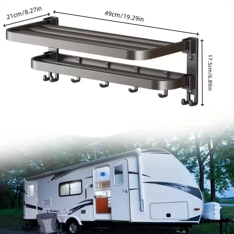 2-Layer RV Foldable Towel Rack -