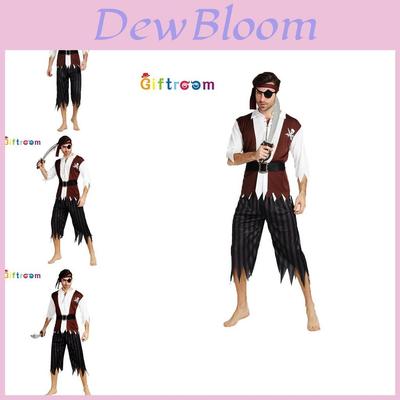 Elegante Disfraz de Pirata para Hombre con Impresionante Cinturón y Barba para Fiestas de Halloween